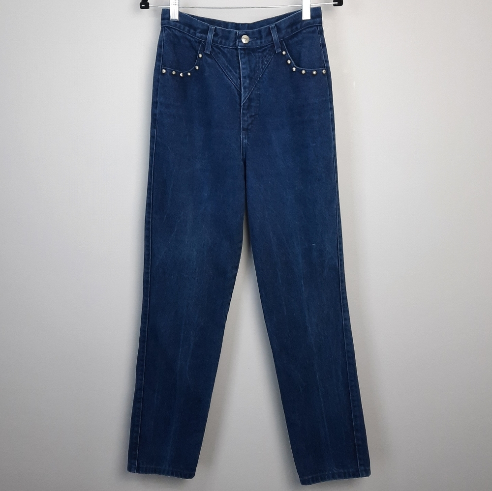 Vintage 90s Roughrider Super High Rise Straight Leg Studded Western Jeans 9/10